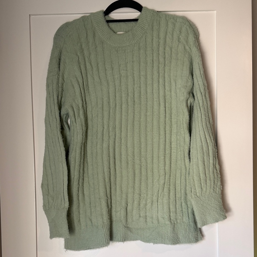 Hippie Rose Mint Green Cable Knit Crewneck Sweater